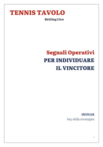 Tennis Tavolo. Segnali Operativi nel Bet live