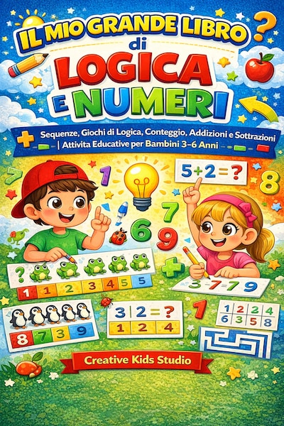 Logica e Numeri per Bambini; Sequenze, Giochi di Logica, Conteggio, Addizioni e Sottrazioni | Libro di Attività Educative per Bambini 3-6 Anni